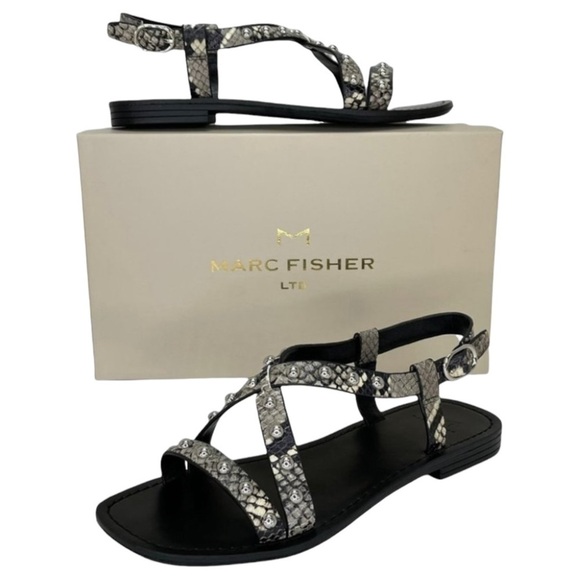 Marc Fisher LTD Fianna2 Snake Print Leather Studded Womens Sandals Size 8M - Picture 13 of 13